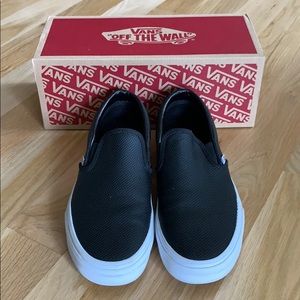 Vans Slip Ons, black perforated leather, Size W9